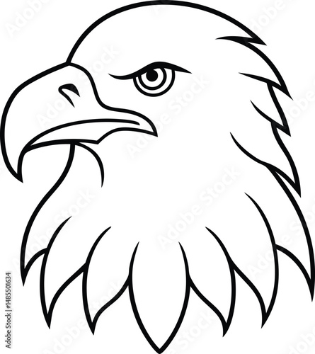 Minimal Line Art Logo of a Bald Eagle Head