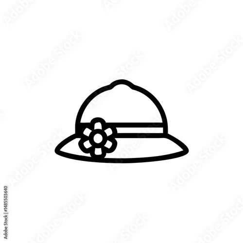 Classic women's hat with flower decoration in minimalist design  
