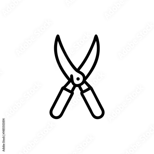 Pruning shears with curved blades in minimalist design  