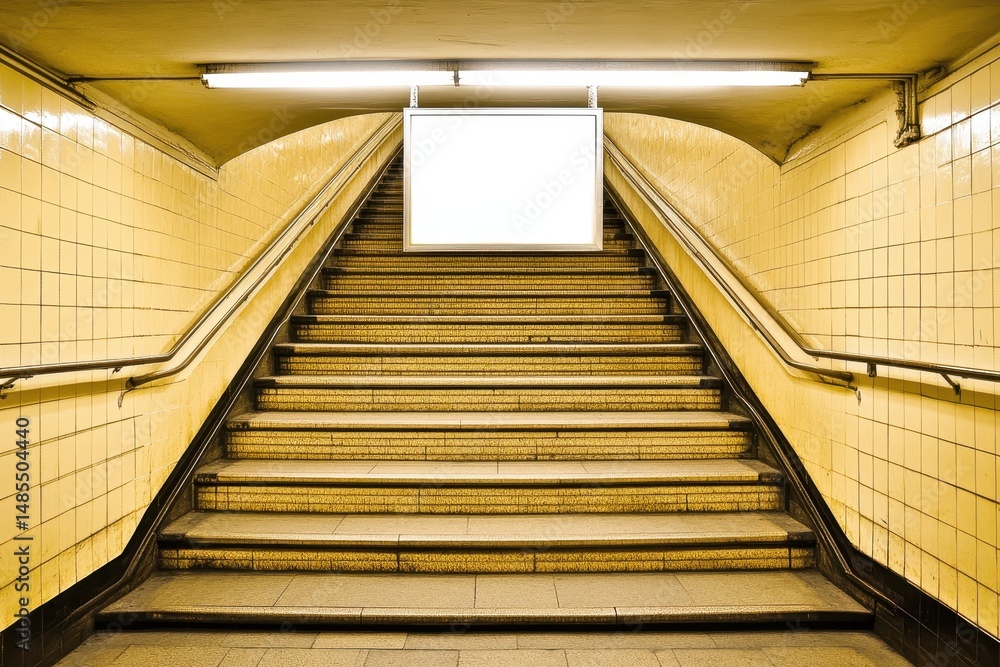 Obraz premium Subway stairs with blank advertisement