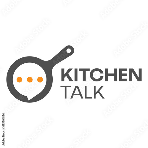 kitchen talk podcast flat minimalist logo design