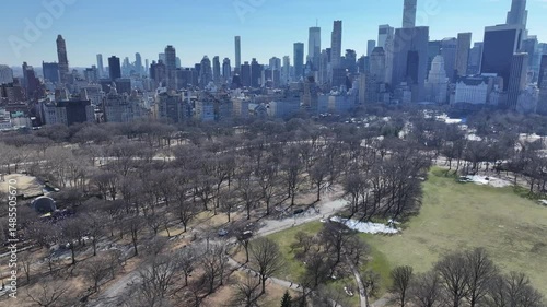 Central Park At Manhattan In New York United States. Downtown District. Nature Park Aerial View. Central Park At New York United States. Highrise Buildings Landscape. Stunning New York Skyline.