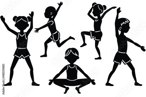 Yoga Parade Silhouette Vector  Celebratory Wellness March Illustration for Yoga Events