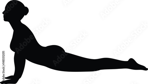 Yoga Cobra Pose Silhouette Vector Elegant Asana Illustration for Mindfulness and Fitness