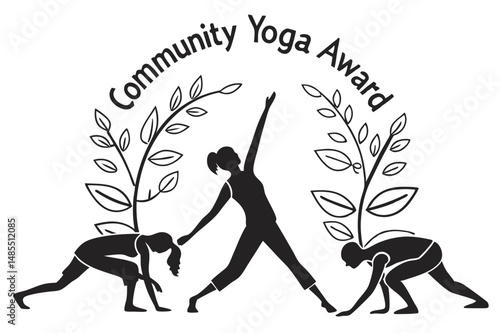 Community Yoga Award Silhouette Vector Celebrating Unity and Wellness in Yoga