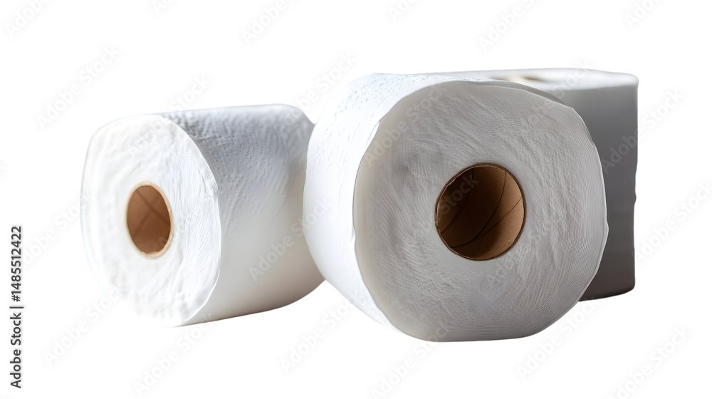 Fototapeta premium Premium Quality White Toilet Paper Roll Isolated on Clean Background
