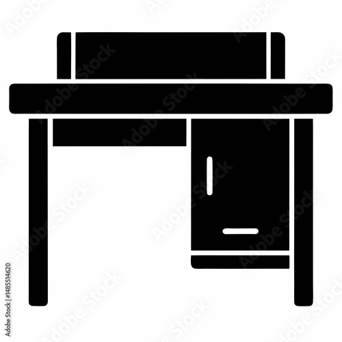Office desk icon black vector on white background.
