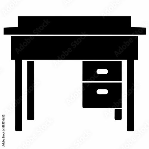 Office desk icon black vector on white background.

