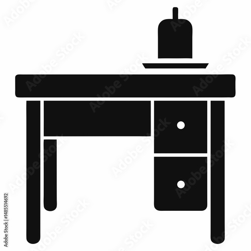 Office desk icon black vector on white background.
