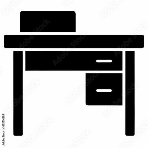 Office desk icon black vector on white background.
