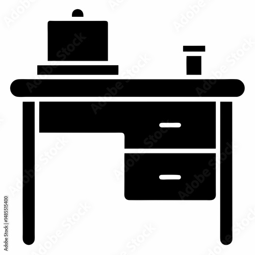 Office desk icon black vector on white background.

