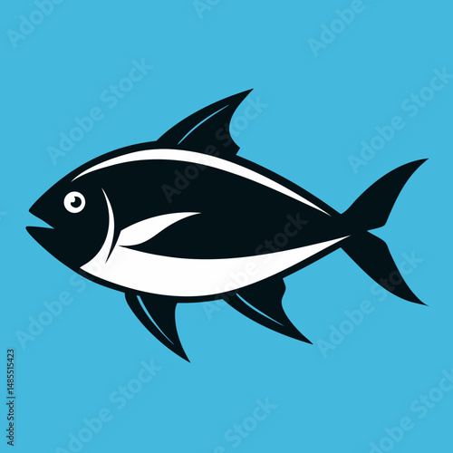 Simplified fish with pointed fins silhouette
