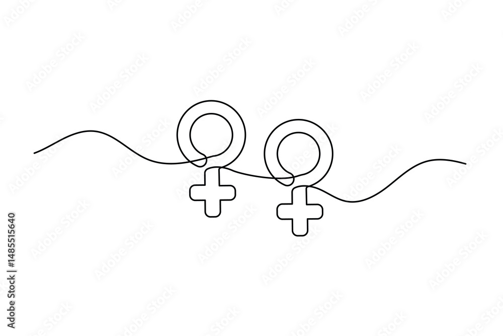Obraz premium Minimalist female symbol continuous line illustration