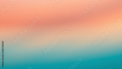 Abstract Peach and Teal Gradient Background Soft, Blurry Sunset Hues