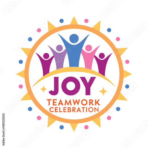 Joyful Teamwork Celebration Graphic Design Element for Success and Unity