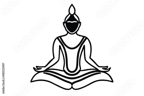 Buddhist Yoga Silhouette Vector – Spiritual Meditation Pose Illustration