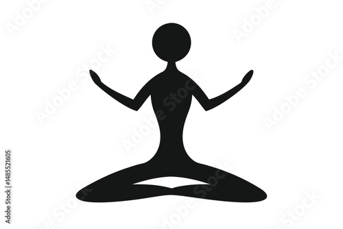 Christian Yoga Silhouette Vector – Faith and Meditation Pose Illustration