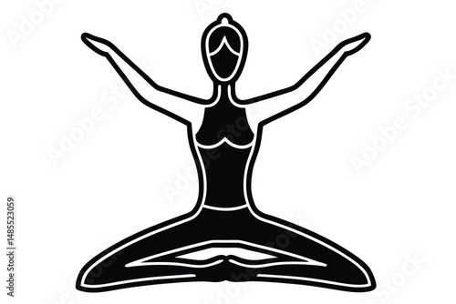 Flat Yoga Silhouette Vector  Minimalist Wellness and Meditation Illustration Design