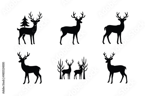 set of deer silhouettes