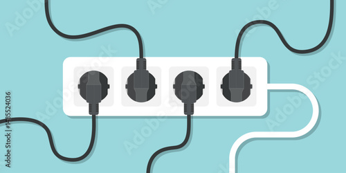 Electric socket icon in flat style. Connection and disconnection vector illustration on isolated background. Wire adapter sign business concept.