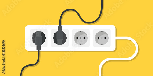 Electric socket icon in flat style. Connection and disconnection vector illustration on isolated background. Wire adapter sign business concept.