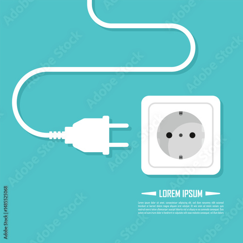 Electric socket icon in flat style. Connection and disconnection vector illustration on isolated background. Wire adapter sign business concept.