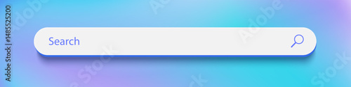 3d search bar Internet browser engine on purple blue abstract background for UI design, website interface element with web icons and push button vector