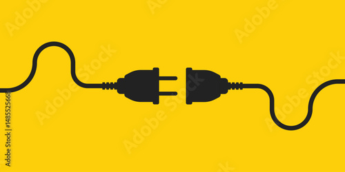 Electric socket icon in flat style. Connection and disconnection vector illustration on isolated background. Wire adapter sign business concept.
