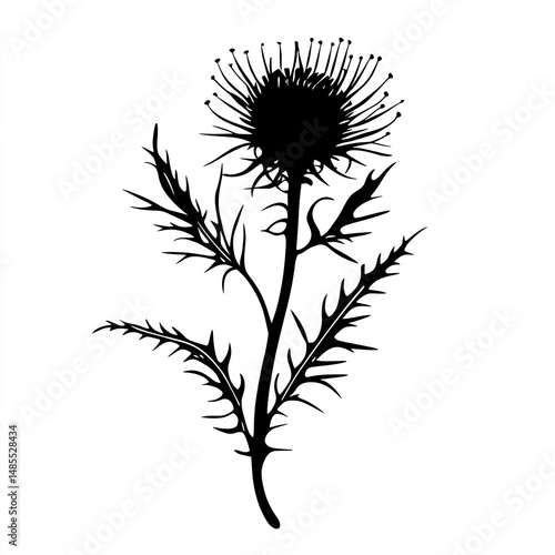 Wallpaper Mural Silhouetted thistle flower with spiky leaves Torontodigital.ca