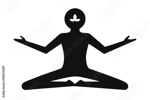 Yoga Traditional Indian Style Silhouette Vector Authentic Cultural Design
