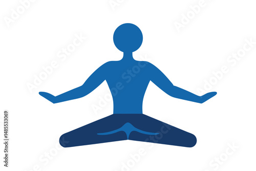 Yoga Breathing Control Style Silhouette Vector   Mindful Pranayama Pose Illustration for Wellness and Calm