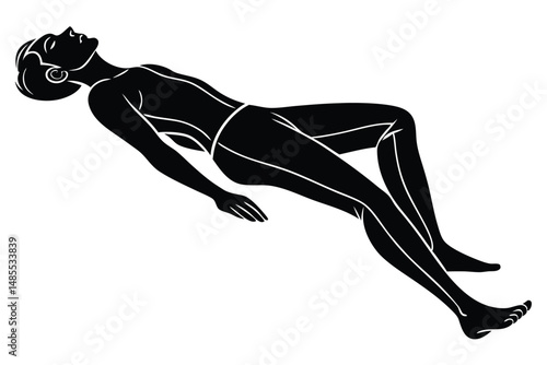 Sleep Yoga Style Silhouette Vector  Relaxing Nighttime Asana Design