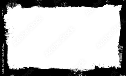 black ink brush painting blank frame border picture artistic grunge graphic element