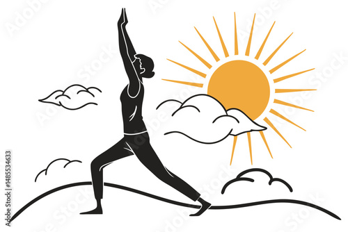 Sunrise Yogi T-Shirt Design Silhouette Vector  Serene Morning Yoga Art