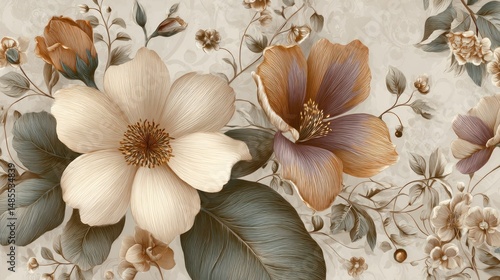 Elegant Floral Design: A Luxurious Tapestry of Creamy and Brown Blooms
