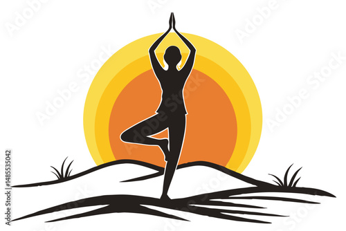 Sunrise Yogi T-Shirt Design Silhouette Vector  Serene Morning Yoga Art