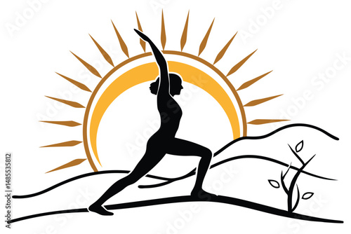 Sunrise Yogi T-Shirt Design Silhouette Vector  Serene Morning Yoga Art