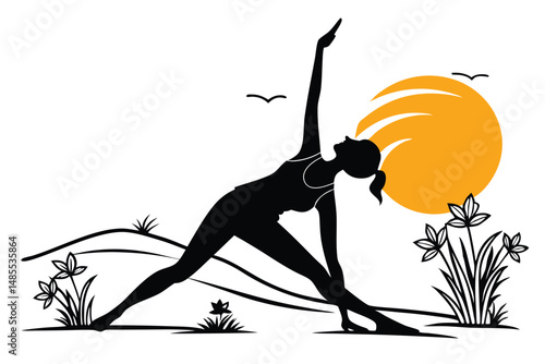 Sunrise Yogi T-Shirt Design Silhouette Vector  Serene Morning Yoga Art