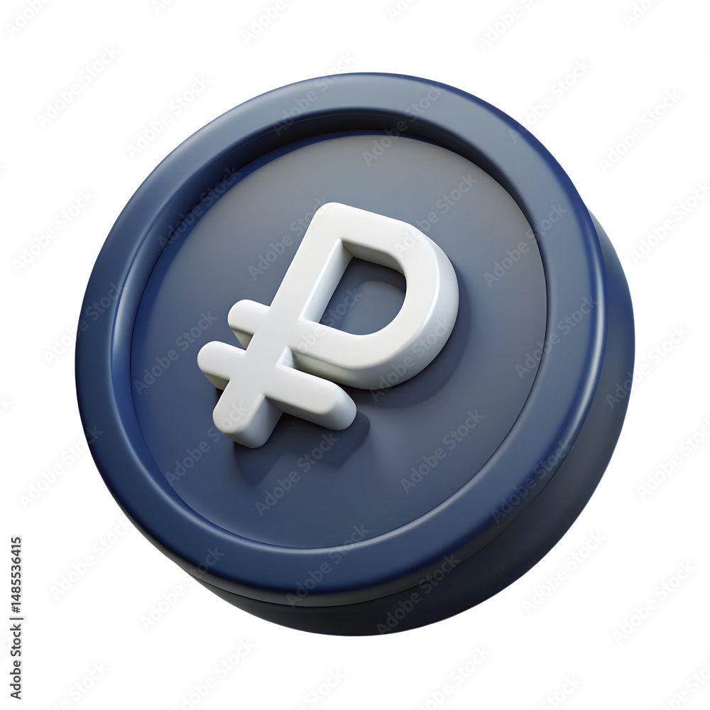 Obraz premium 3d rendered russian ruble coin on transparent background with glossy finish