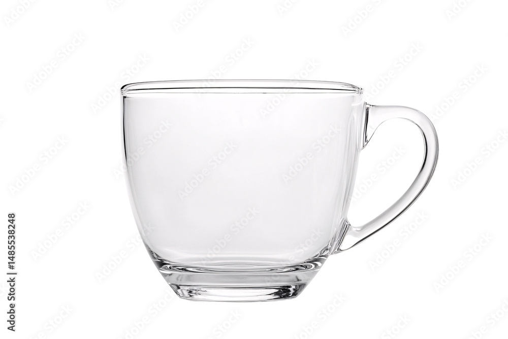 a clear glass cup with a handle a clear glass cup with a handle