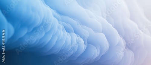 Clouds swirling in soft shades of blue and white creating serene natural landscape backdrop for tranquil design, relaxation, or meditation themes.