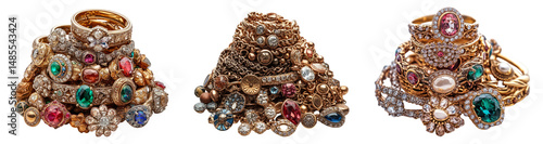 Vintage Jewelry Collection on Transparent Background for Display