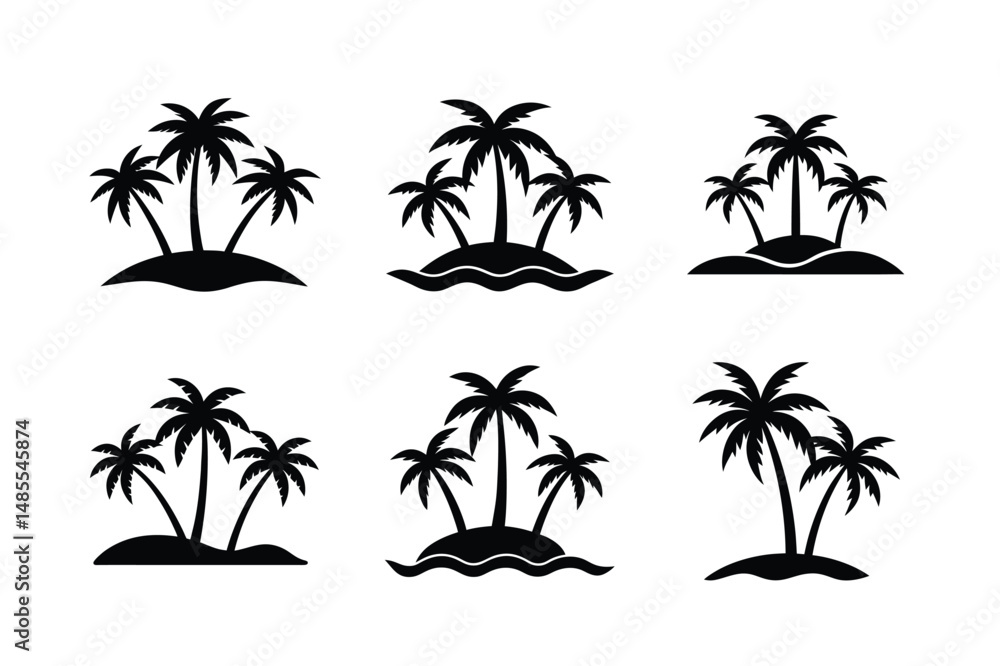 set of palm trees set of palm trees