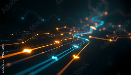 a dark background with glowing lines