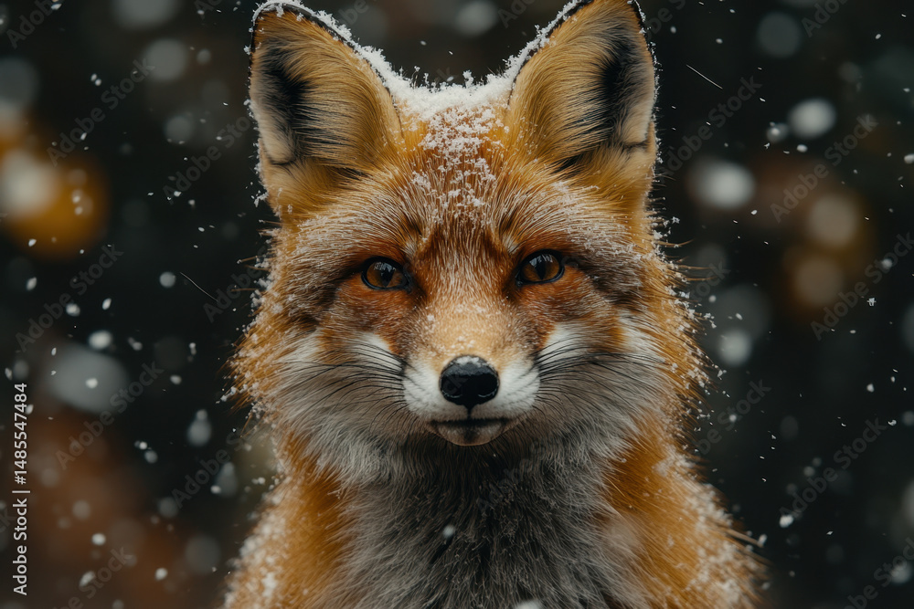Fototapeta premium A red fox in the snow.