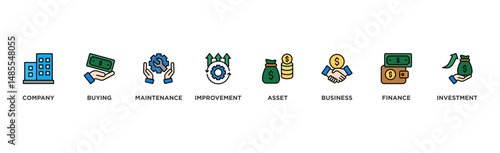 Capital expenditure banner web icon illustration concept with icon of company, buying, maintenance, improvement, asset, business, finance, investment