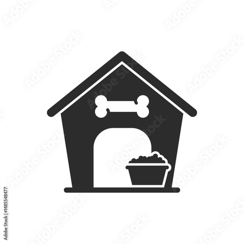 Dog house icon in flat style. Pet home vector illustration on isolated background. Animal shelter sign business concept.