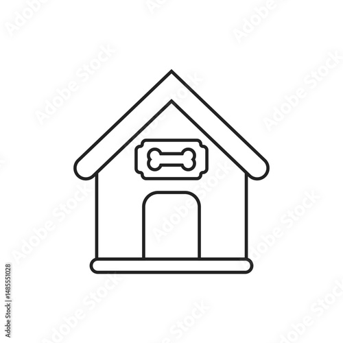 Dog house line icon in flat style. Pet home vector illustration on isolated background. Animal shelter sign business concept.