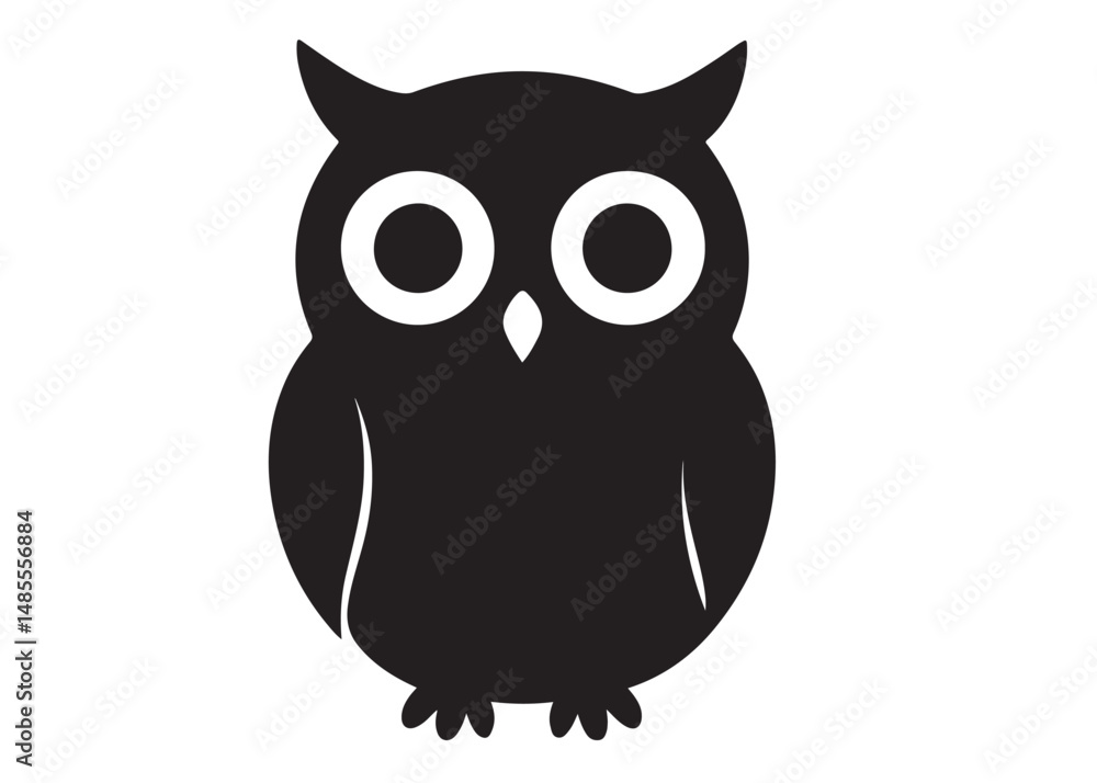 Fototapeta premium owl logo silhouette vector design, owl logo icon silhouette, tree branch night owl logo silhouette vector, owl silhouette vector style isolated on white background