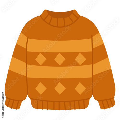 Orange Patterned Sweater Vector Illustration